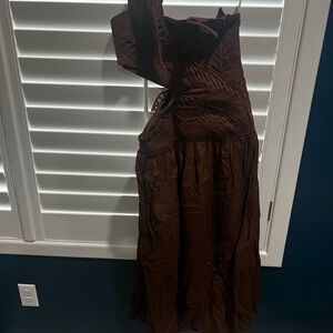 FARM Rio One Shoulder Brown Dress